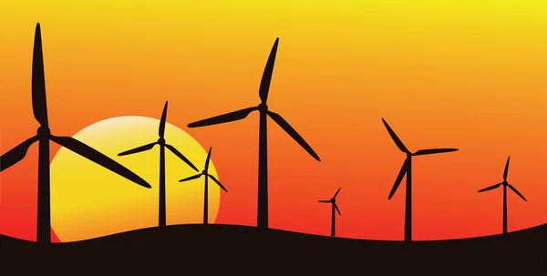 Wind farm silhouet — Stockvector