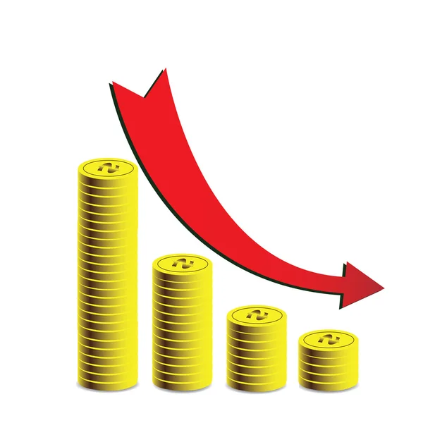 Gráfico de negócios com dinheiro e seta — Vetor de Stock