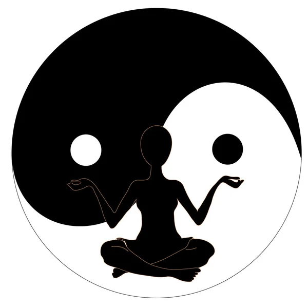 Yin yang symbol och yoga — Stock vektor