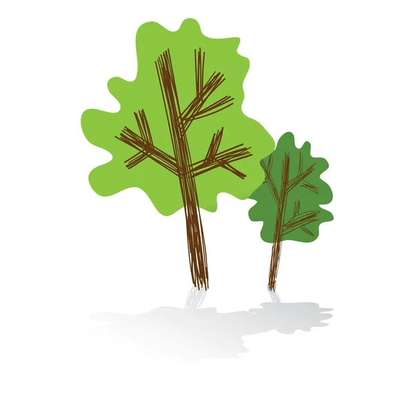 Icono de árbol con reflexión — Vector de stock