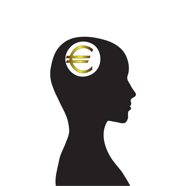 Money in my head, vector, euro — Stock Vector