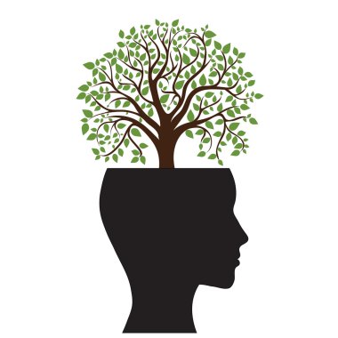 Tree silhouette of a man's head clipart