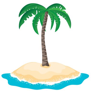 Vector palm tree on the tropical island clipart