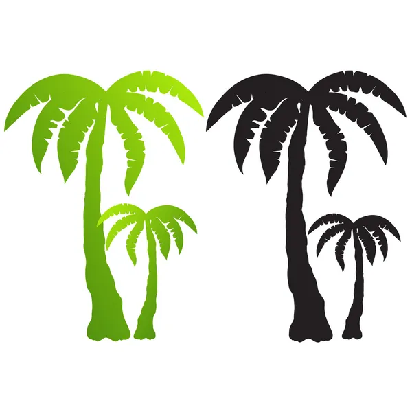 Set of palm tree silhouettes vector — Stock Vector