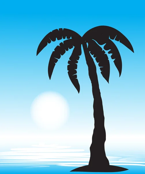 Playa tropical con palmera. vector , — Vector de stock
