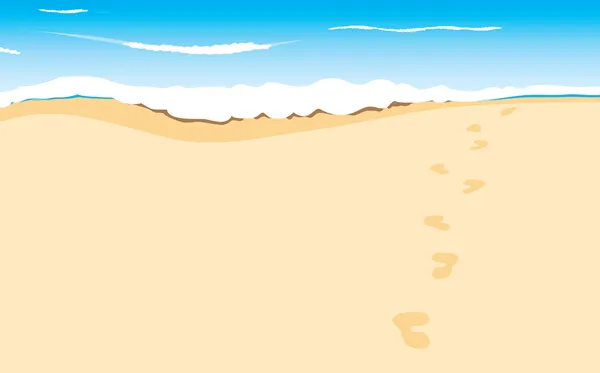 Fotspår på sandstrand — Stock vektor