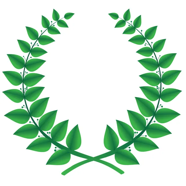 Corona de laurel verde aislada, vector — Vector de stock