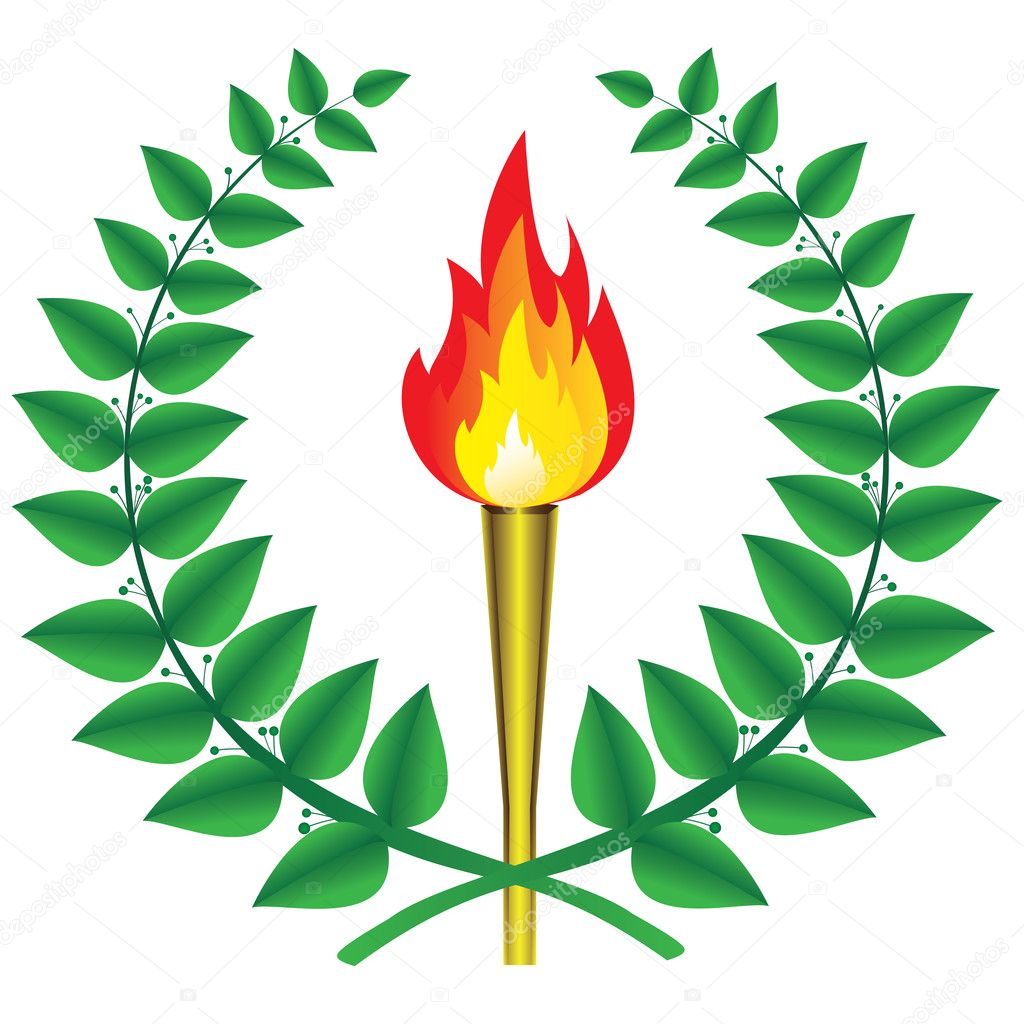 Laurel wreath and a torch
