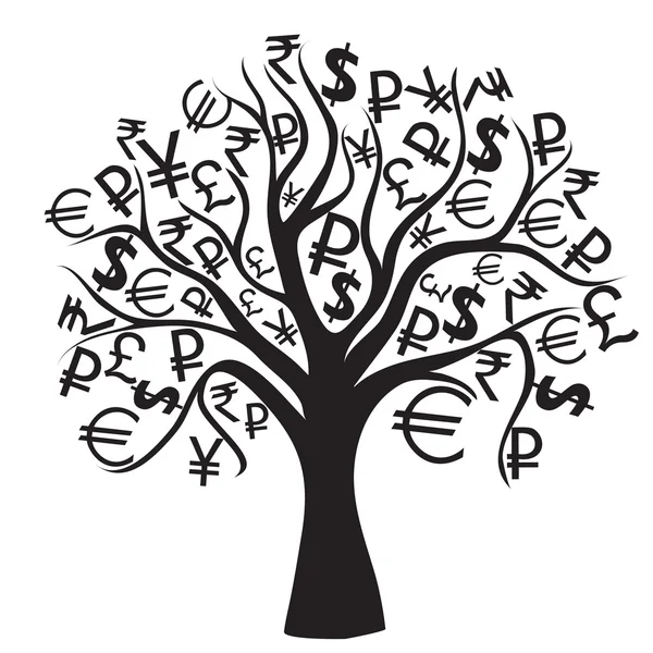 Zestaw drzew pieniądze na białym tle. — Wektor stockowy