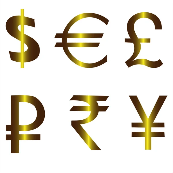 Libra dólar euro rublo rúpia iene —  Vetores de Stock