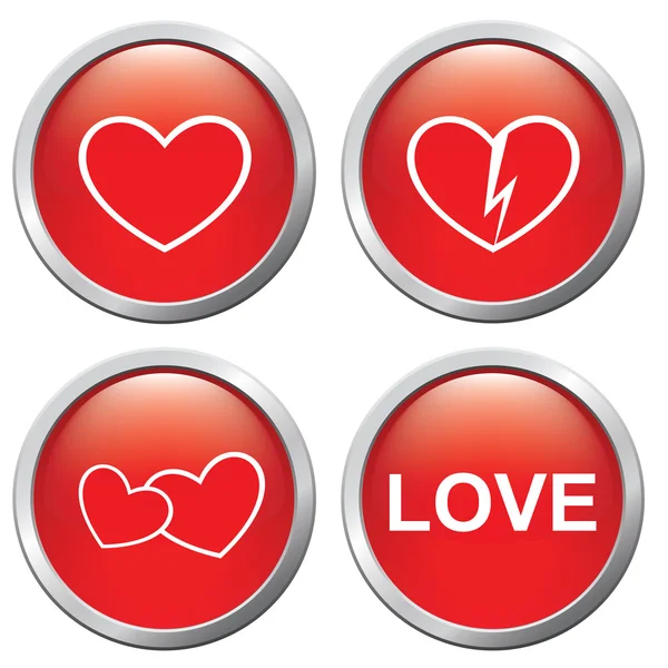 Σύνολο κουμπιών στην το της αγάπης — Διανυσματικό Αρχείο