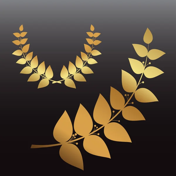 Golden wreath and branch — Stock Vector