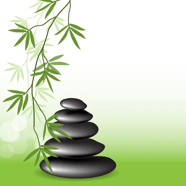 Branches bambou et pierres — Image vectorielle