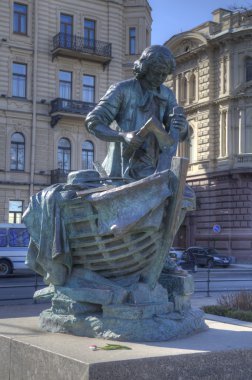 Sculpture of Peter the Great on Admiralty Embankment in St Petersburg, Russia clipart