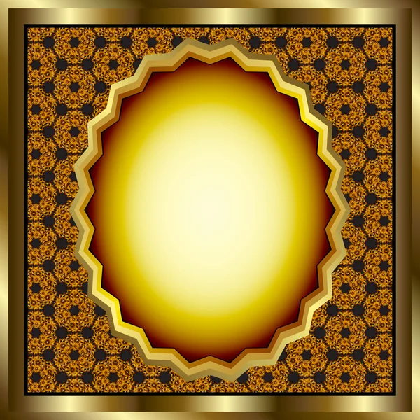 Floral Gold Frame With Geometrical Background — Stock Vector
