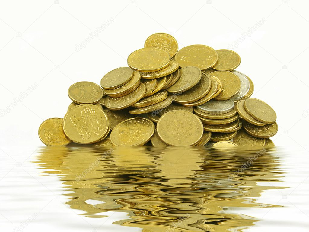 Coins in water