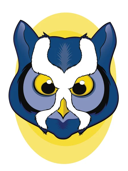 蓝色猫头鹰的脸图 — 图库矢量图片