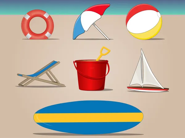 Set di icone Beach Day — Vettoriale Stock