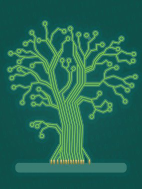 Green Circuit Board Tree clipart