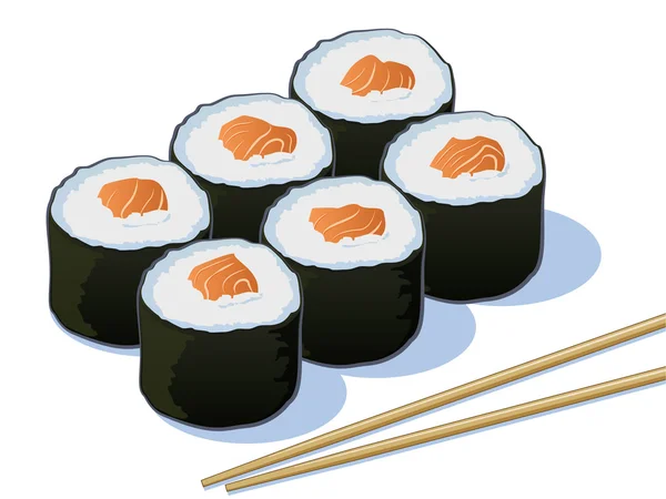 Seis partes de Sushi — Vetor de Stock