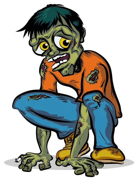 Crouching zombie karakter — Stockvector