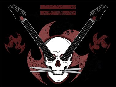 Rock N Roll Skull clipart