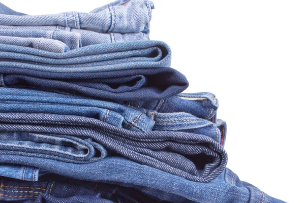 stock image Jeans trousers stack closeup