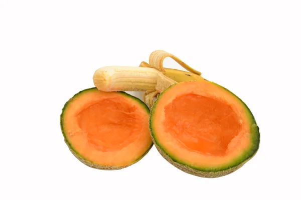 Cantaloupe melon with banana — Stock Photo, Image