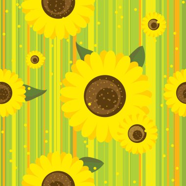 Seamless pattern with sunflowers clipart