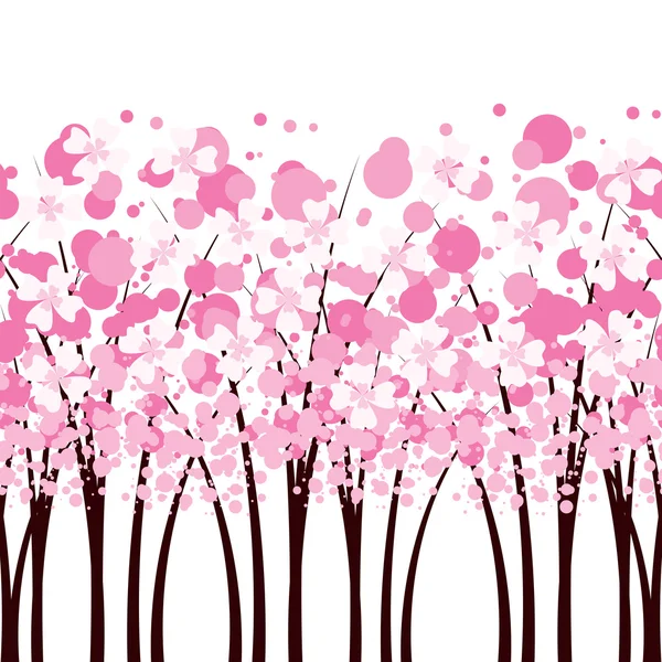 Vector trees with flowers — Stock Vector