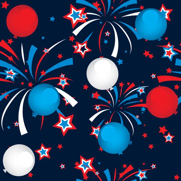 Seamless pattern of fireworks and balloons — Stock Vector
