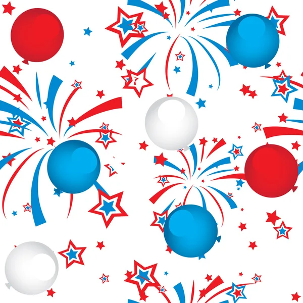 Nahtloses Muster aus Feuerwerk und Luftballons — Stockvektor