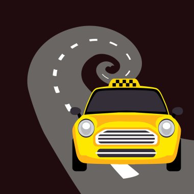Vector of a taxi on the road clipart
