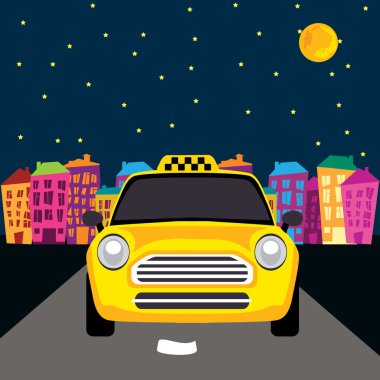 Vector of a taxi on the road clipart