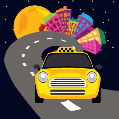 Vector of a taxi on the road clipart