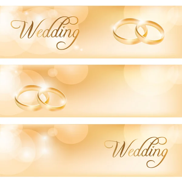 Banner de boda con los anillos de boda — Vector de stock