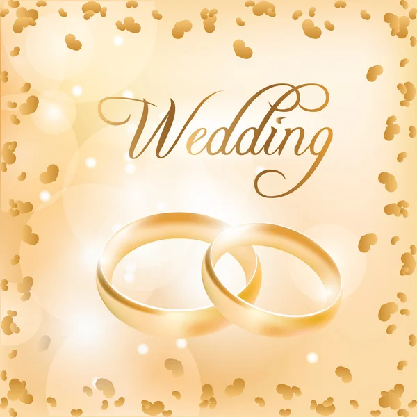 Banner de casamento com as alianças de casamento — Vetor de Stock