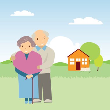 Vector illustration of elderly in nature clipart