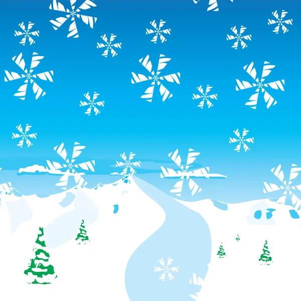 Vektor illustration, berget på vintern — Stock vektor