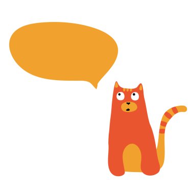 Vector illustration orange cat and a dialogue bubble clipart