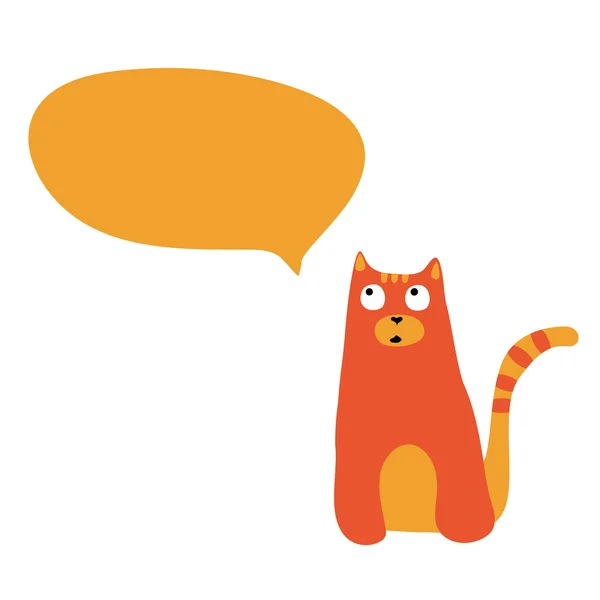 Vektoros illusztráció narancssárga macska és egy párbeszéd buborék — Stock Vector
