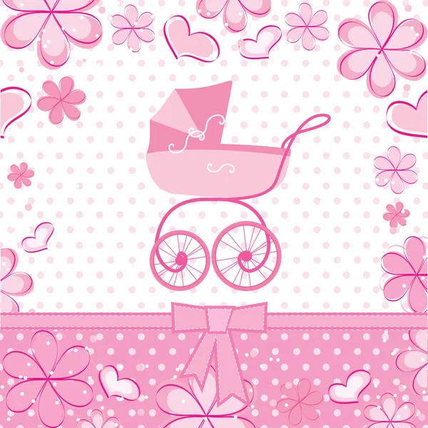 Greeting card with a baby carriage — Stock Vector