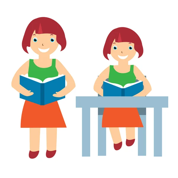 Vector illustration of a girl reading — Stock Vector