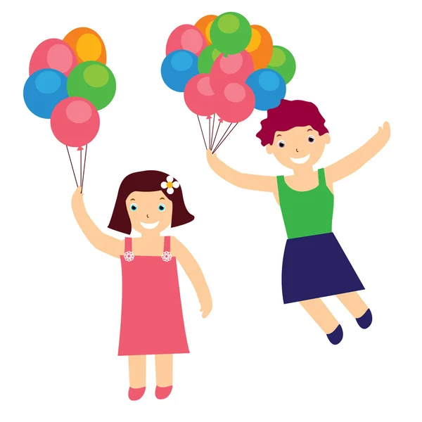 Vektor-Illustration von Mädchen mit Luftballons — Stockvektor