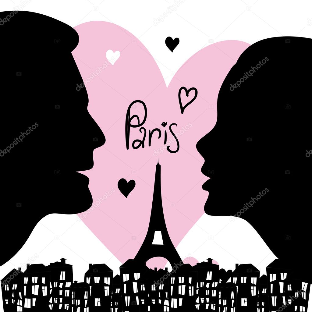 Vector illustration silhouettes of the city of Paris