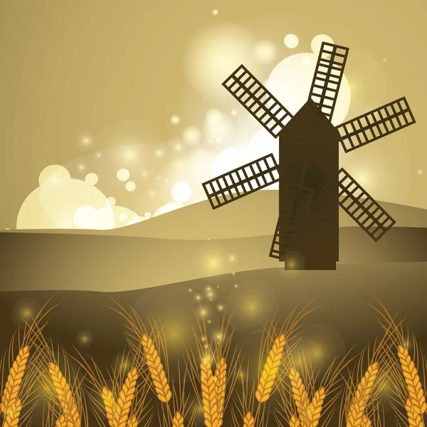 Ilustracja wektorowa młyna pszenicy — Wektor stockowy