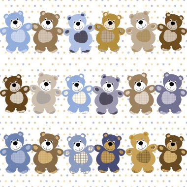 Vector seamless pattern of a toy teddy bear clipart