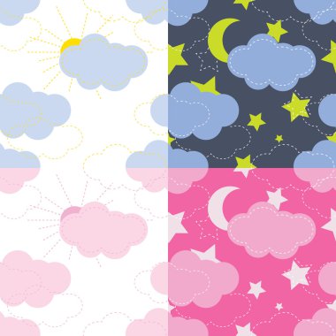 Vector seamless pattern of the sky, moon, stars clipart