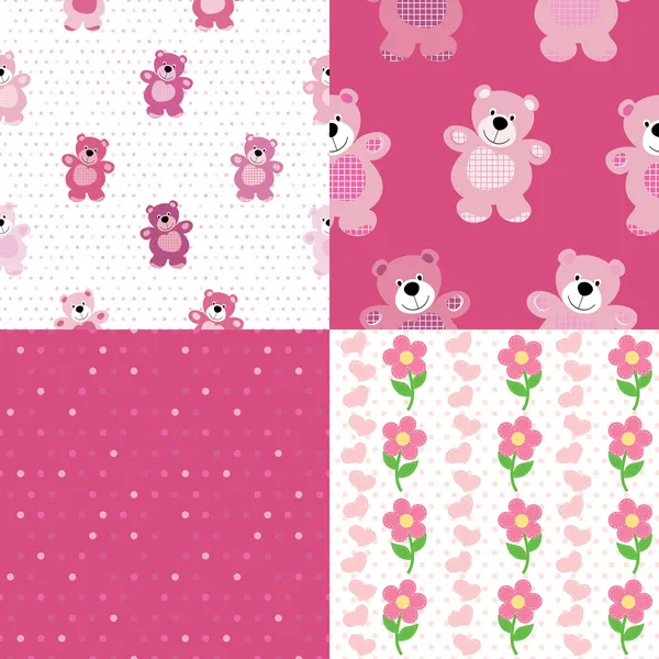 Vector seamless pattern of a toy teddy bear — Stock Vector