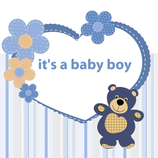 男の赤ちゃんの誕生とグリーティング カード — ストックベクタ